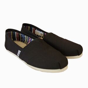 Toms Alpargata Black Canvas Slip-on Shoe Size 6.5W